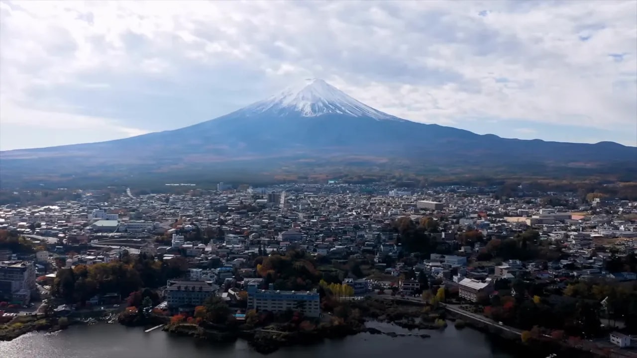 Aerial view of Tokyo with Mount Fuji during a Japan-China diplomatic incident