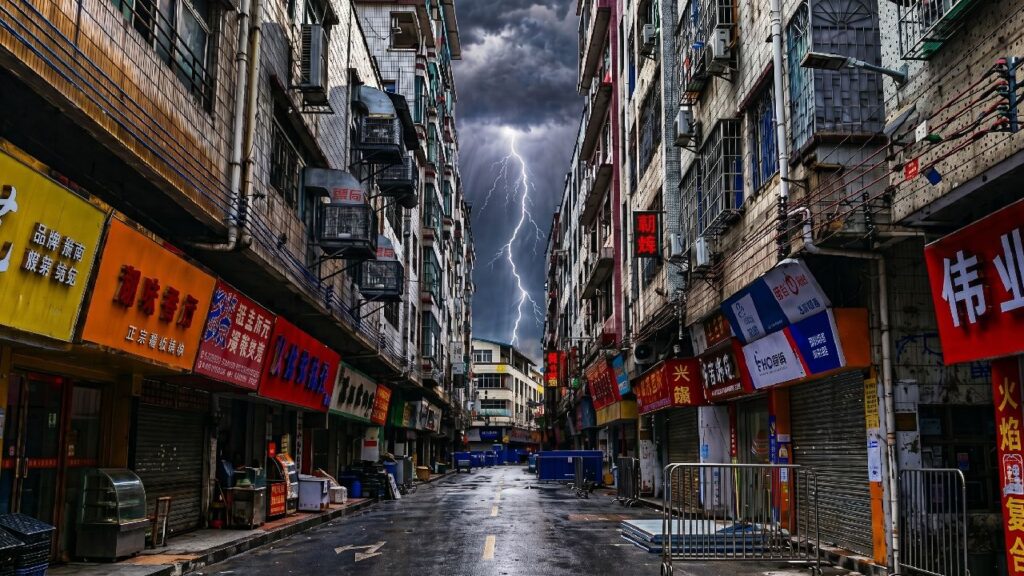 china empty street as china slows