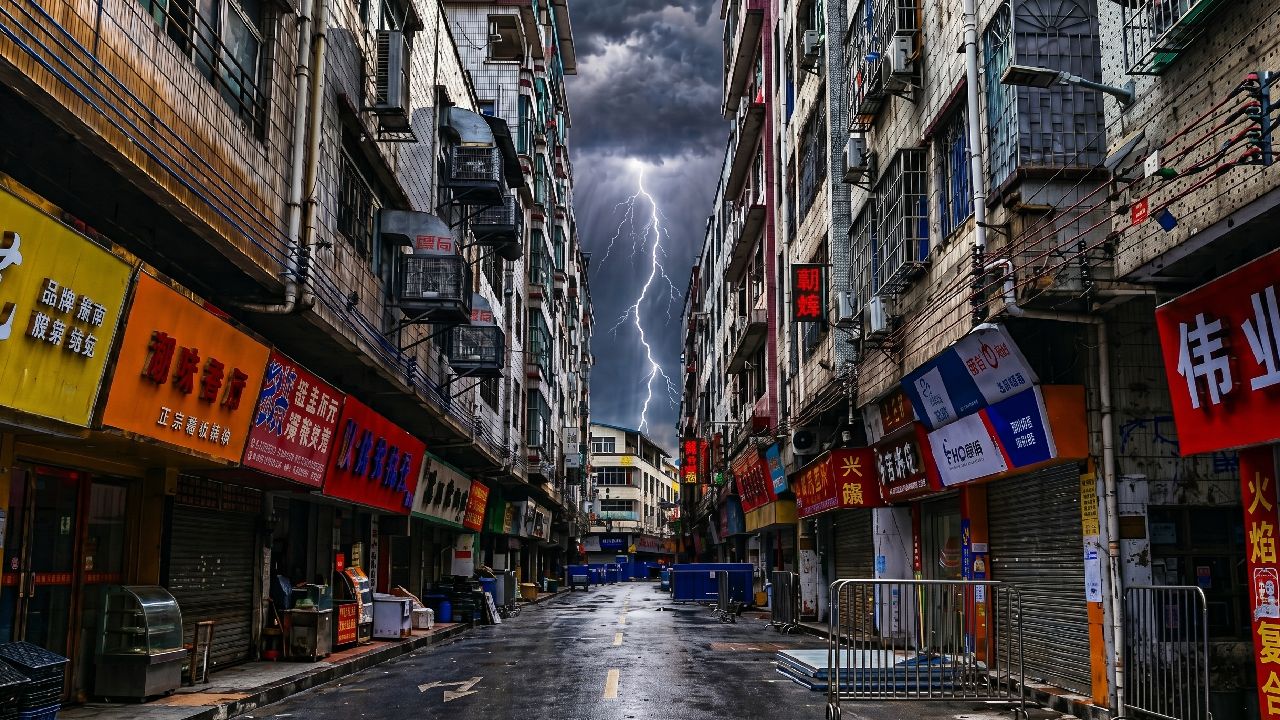 china empty street as china slows