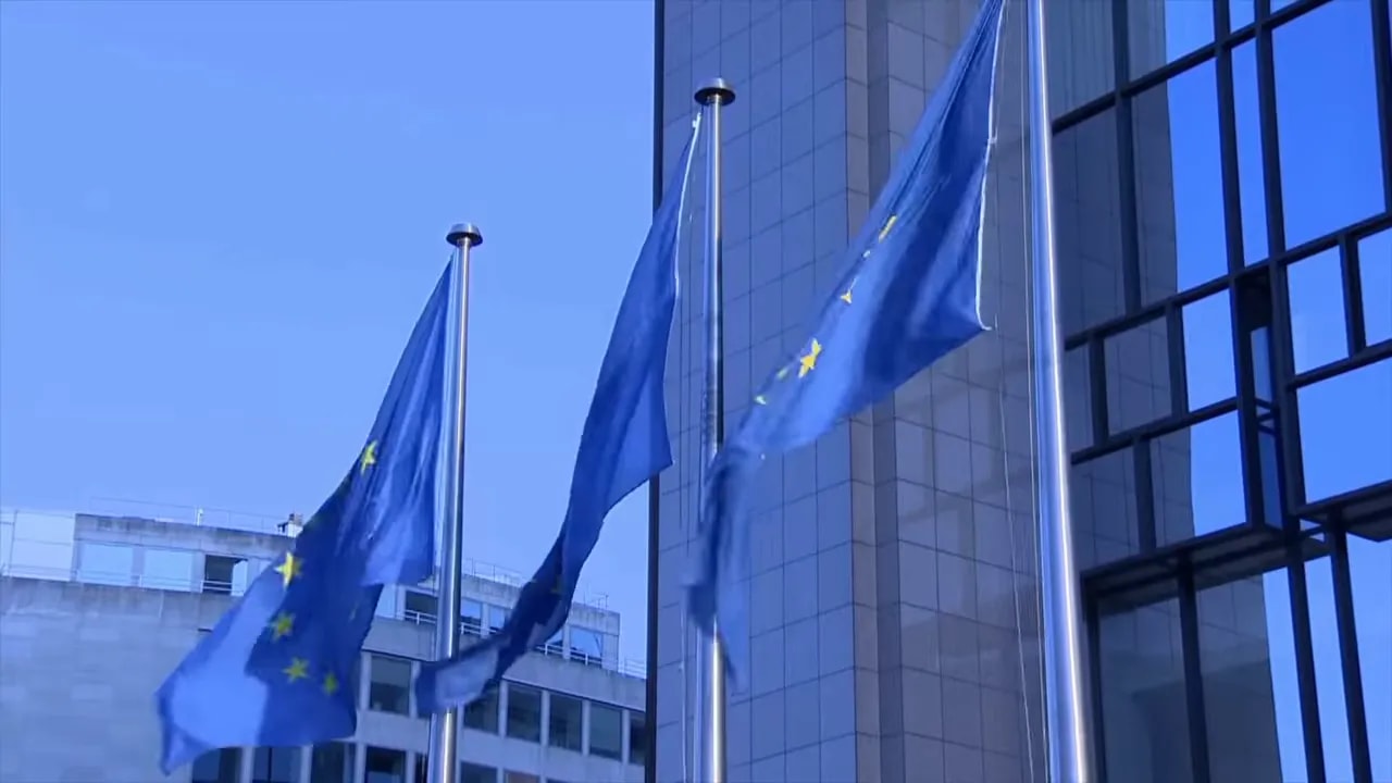 European Union flags outside an EU building