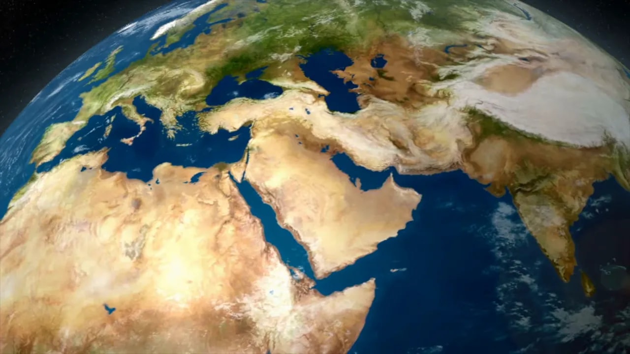 Global Earth map view illustrating how Middle East conflict can disrupt energy flows and shipping routes impacting China